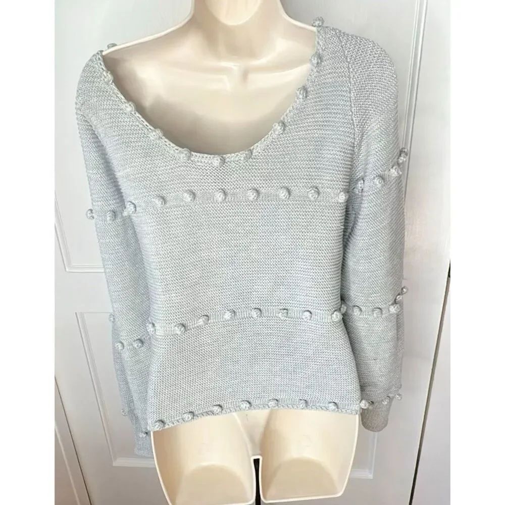 Storia Bobble Pom Pom Sweater Gray Size Medium - Picture 6 of 6